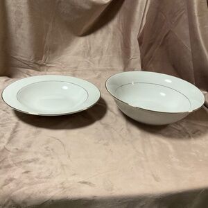 New 2 JC Penney Home Collection China Bowls white with gold accents.